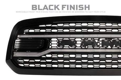 2019-2024 Ram 1500 Classic Black XBG LED DRL Grille - View 4 | Dirty Garage