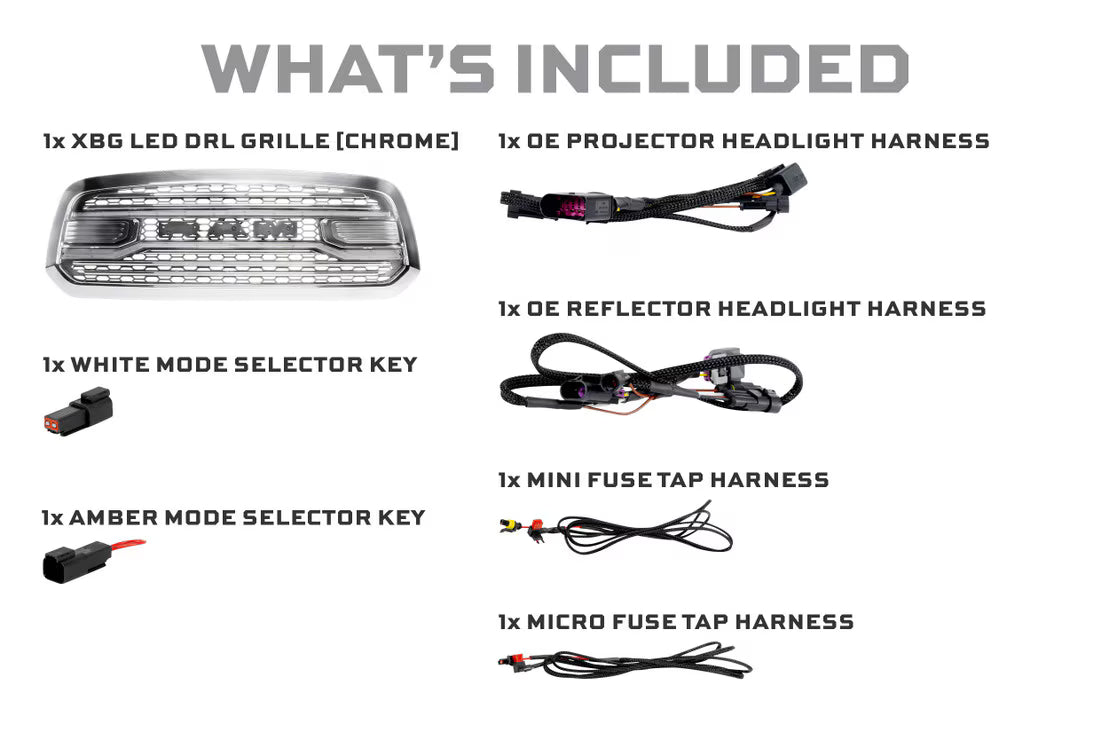 2019-2024 Ram 1500 Classic Chrome XBG LED DRL Grille - View 3 | Dirty Garage