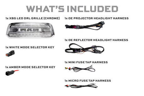 2019-2024 Ram 1500 Classic Chrome XBG LED DRL Grille - View 3 | Dirty Garage