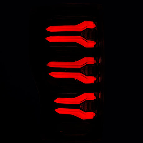 AlphaRex Luxx-Series LED tail lights in Alpha-Black for 2017-2022 Ford Super Duty, detail view