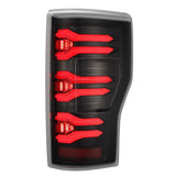 AlphaRex Luxx-Series LED tail lights in Alpha-Black for 2017-2022 Ford Super Duty, detail view