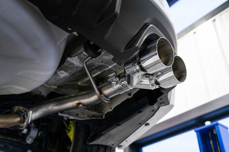 2015-2019 WRX STI 2.5" Dual Split Rear Exit w 3.5" Carbon Fiber Tips - View 2 | Dirty Garage
