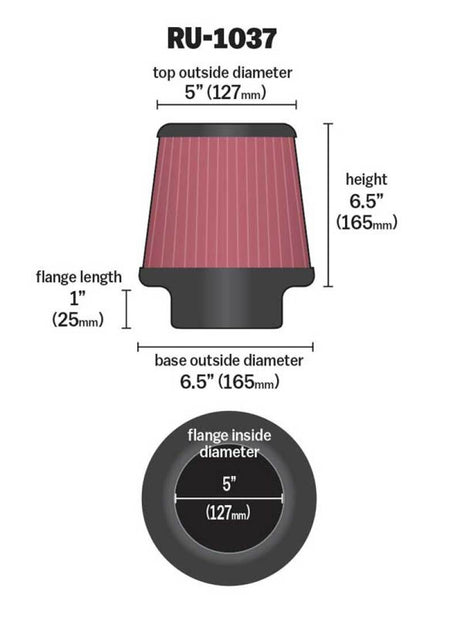 Universal Clamp-On Air Filter 5in FLG/6-1/2in B/5in T/6-1/2in H - View 5 | Dirty Garage
