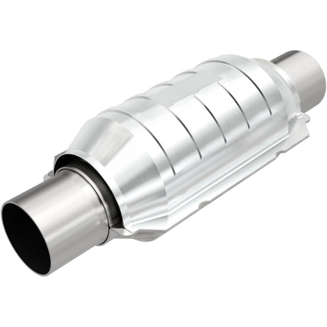 Universal Catalytic Converter 2" Inlet Outlet Ctr Ctr Round 9in Body 5.125in w/ 13in Overall L 49 State | Dirty Garage