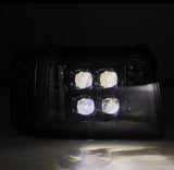 1992-1996 Super Duty Bronco Nova-Series LED Projector Alpha-Black Headlight Active Light SS & Switchback DRL - View 2 | Dirty Garage
