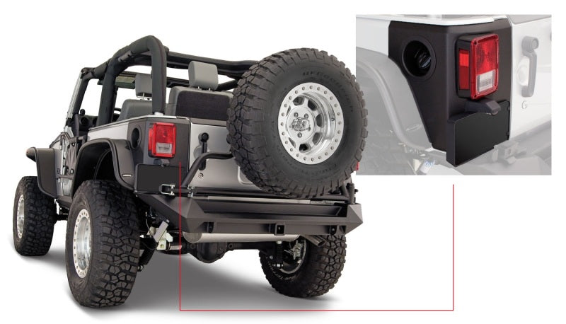 2007-2018 Wrangler 2-Door Trail Armor Rear Corners - Black | Dirty Garage