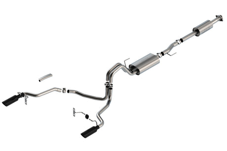 Borla F-150 2021 2.7L/3.5L 4dr CC SB EC STB Lar/KingR/Plnm/LTD 3/2.25 SRE CB Touring BLK CHR Tips | Dirty Garage