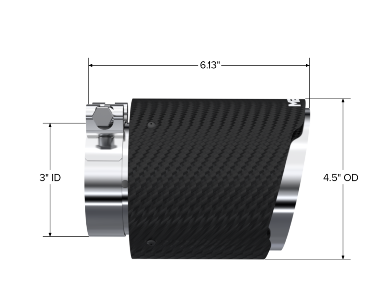 Universal Carbon Fiber Dual Wall Tip 4".5" OD 3" Inlet 6.13" L - View 3 | Dirty Garage