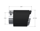 Universal Carbon Fiber Dual Wall Tip 4".5" OD 3" Inlet 6.13" L - View 3 | Dirty Garage