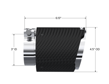 Universal Carbon Fiber Dual Wall Tip 4".5" OD 3" Inlet 6.13" L - View 3 | Dirty Garage