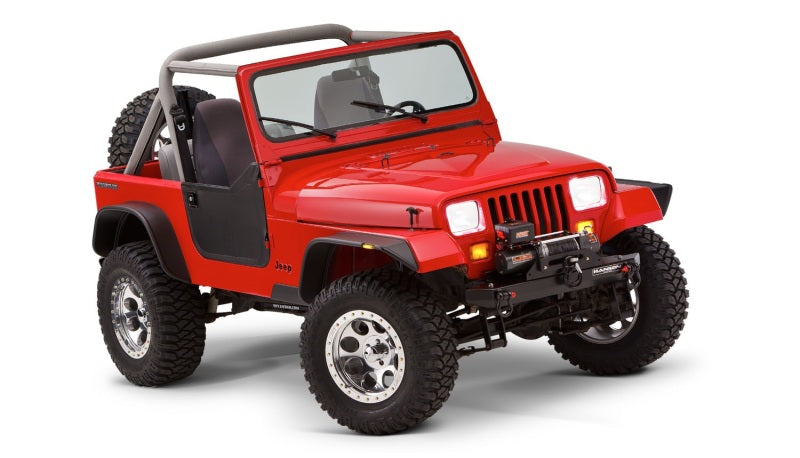 1987-1995 Wrangler Flat Style Flares 4pc Excludes Renegade - Black - View 3 | Dirty Garage