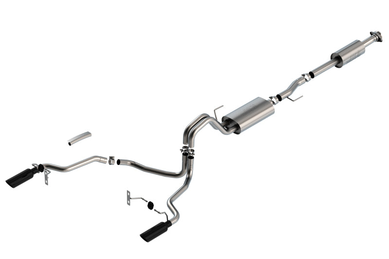Borla F-150 2021 5.0L 4dr CC SB EC STB Lariat/KR/Pltm/LTD 3/2.25 SRE Cat-Back Touring Black CHR Tips | Dirty Garage