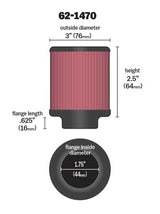Universal 1.75 inch Vent 3 inch D 2.5 inch H Air Filter - Rubber Top - View 10 | Dirty Garage