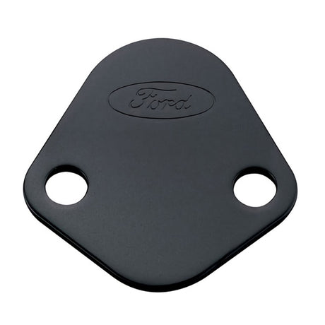 Universal Fuel Pump Block Off Plate - Black Crinkle Finish w/Ford Oval | Dirty Garage