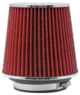Universal Air Filter Chrome Round Tapered Red - 4in Flange ID x 1.125in Flange Length x 5.5in H - View 9 | Dirty Garage