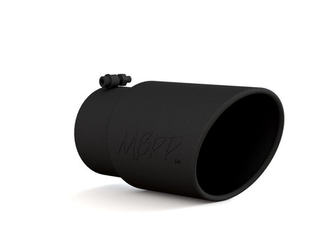 Universal 6" OD Angled Rolled End Tip 5" Inlet 12" Length Black Finish | Dirty Garage