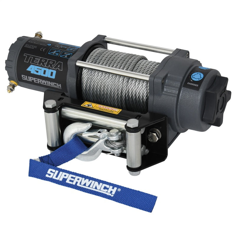 Universal Terra 4500 12V DC Winch w/ Gray Textured Steel Wire Rope | Dirty Garage