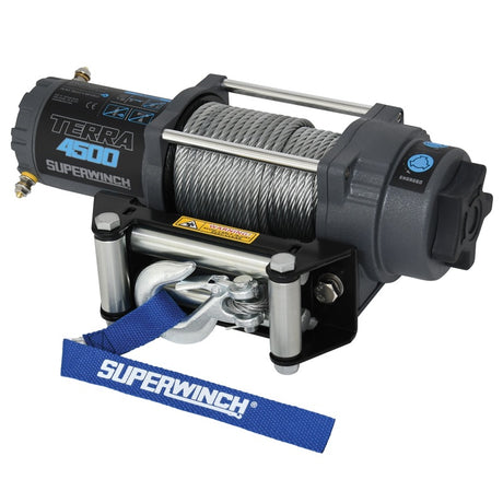 Universal Terra 4500 12V DC Winch w/ Gray Textured Steel Wire Rope | Dirty Garage