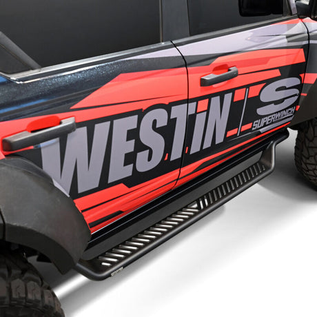 Westin 21-25 Ford Bronco 4dr (Excl. Sport) Outlaw Drop Running Boards - Tex. Blk - View 7 | Dirty Garage