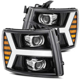 2007-2013 GM 1500 Luxx-Series LED Projector Jet Black Headlights Sequential Signal DRL - View 2 | Dirty Garage