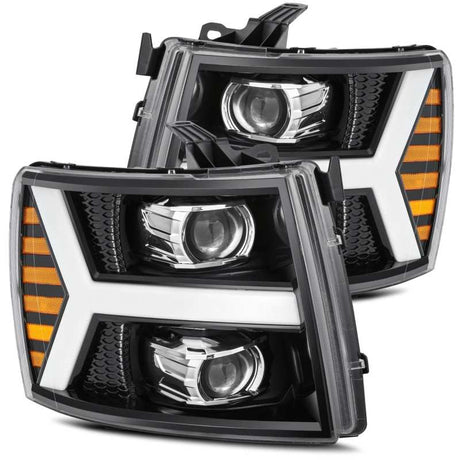 2007-2013 GM 1500 Luxx-Series LED Projector Jet Black Headlights Sequential Signal DRL - View 2 | Dirty Garage