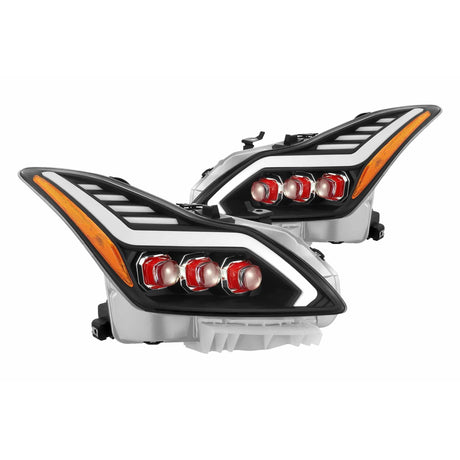 2008-2015 G37/Q60 Red Nova-Series Chrome Headlights - View 6 | Dirty Garage