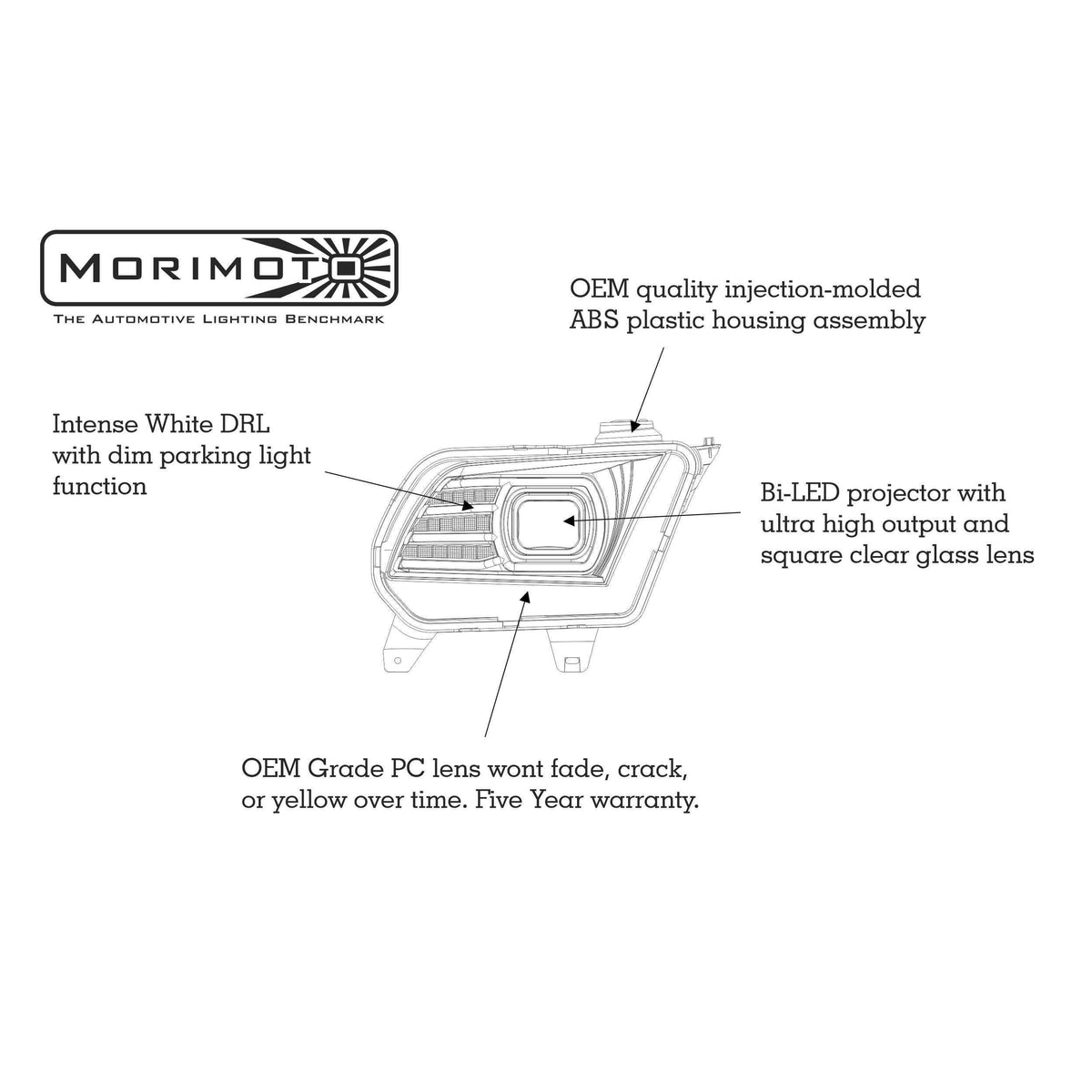 2010-2014 Ford Mustang XB LED Black Headlights - View 7 | Dirty Garage