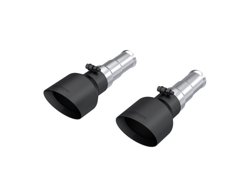 2019-2024 Ram 1500 5.7L Hemi 3" Inlet 5" OD Dual Wall Angle Cut T304 Black Tips Pairs | Dirty Garage