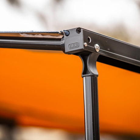 ARB Aluminum Awning, Black Frame, 8.2FT x 8.2FT, Installed with LED Light Strip - View 2 | Dirty Garage