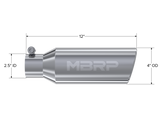 Universal 4" OD 2.5" Inlet 12" Angled Cut Rolled End Clampless No-Weld T304 Tip - View 3 | Dirty Garage