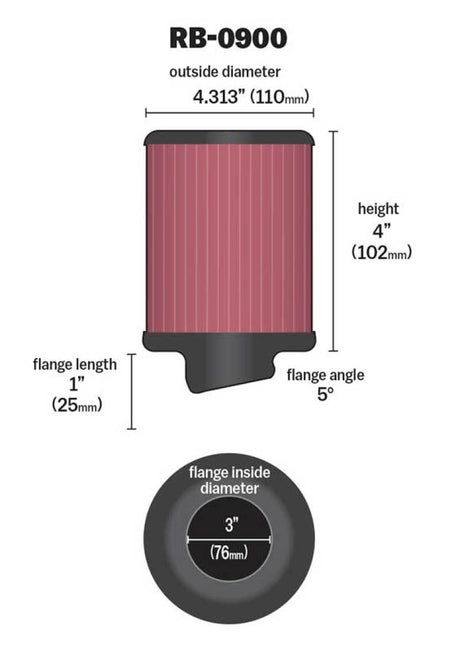 Universal Rubber Filter 3 inch 5 Degree FLG 4 1/2 inch OD 4 inch Height - View 9 | Dirty Garage