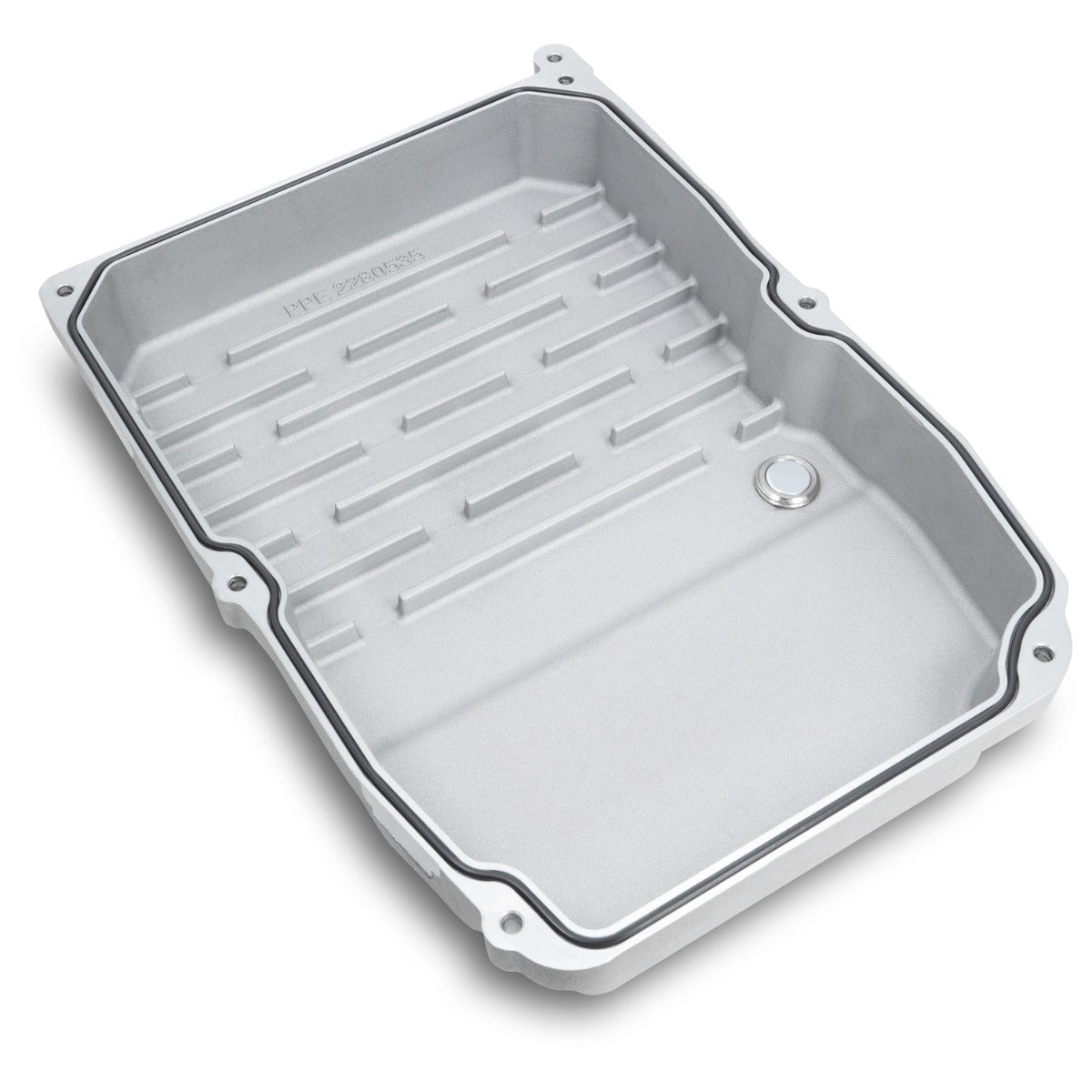Universal w/ WA580, W5A580, NAG1 Transmission Heavy-Duty Cast Aluminum Transmission Pan Black - View 5 | Dirty Garage