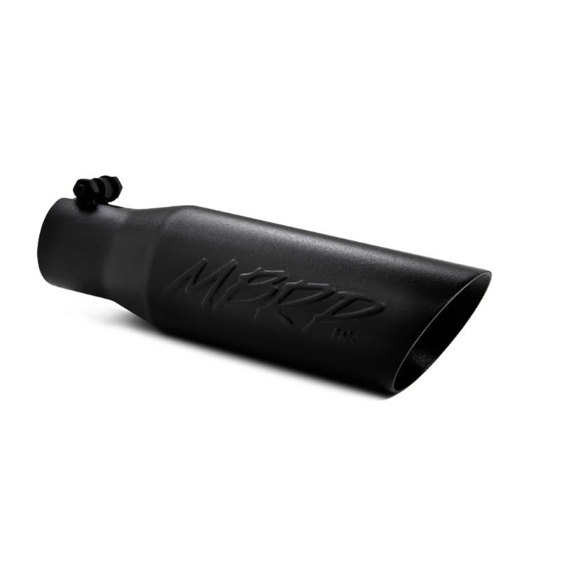 Universal 3.5" O.D Dual Wall Angled 2.5 Inlet 12" Length Tip Black Finish | Dirty Garage