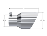 Universal 4.5" OD Dual Wall Angled Tip 3" Inlet 8" Length T304 - View 3 | Dirty Garage