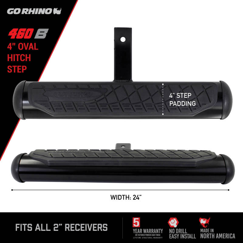 Go Rhino 4in Oval Hitch Step - Black - View 12 | Dirty Garage