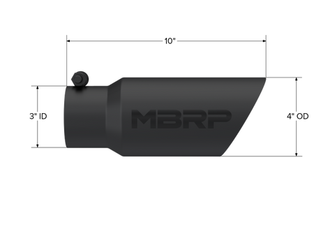 Universal Tip 4" OD 3" Inlet 10" Length Dual Wall Angled End Black - View 5 | Dirty Garage