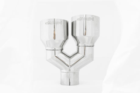 Universal T304 SS Dual Tip 4" OD 2.5" Inlet - View 2 | Dirty Garage