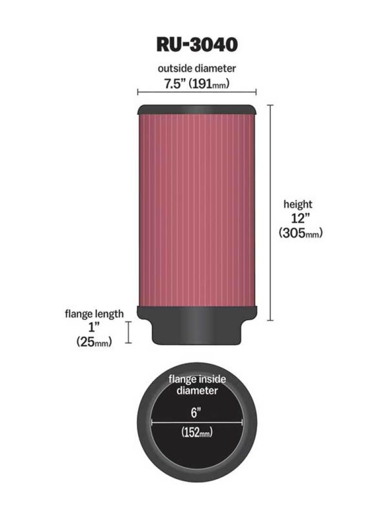 Universal Rubber Filter 6in ID 7.5in OD 12in H - View 6 | Dirty Garage