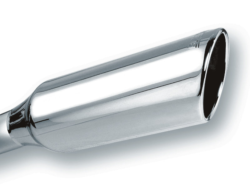Borla 2.25in Inlet 4in Round Rolled Angle Cut x 12in Long Embossed Exhaust Tip | Dirty Garage