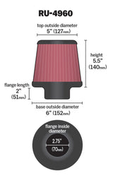 Universal Filter Universal Rubber Filter 2 3/4 inch Flange 6 inch Base 5 inch Top 5 1/2 inch Height - View 8 | Dirty Garage