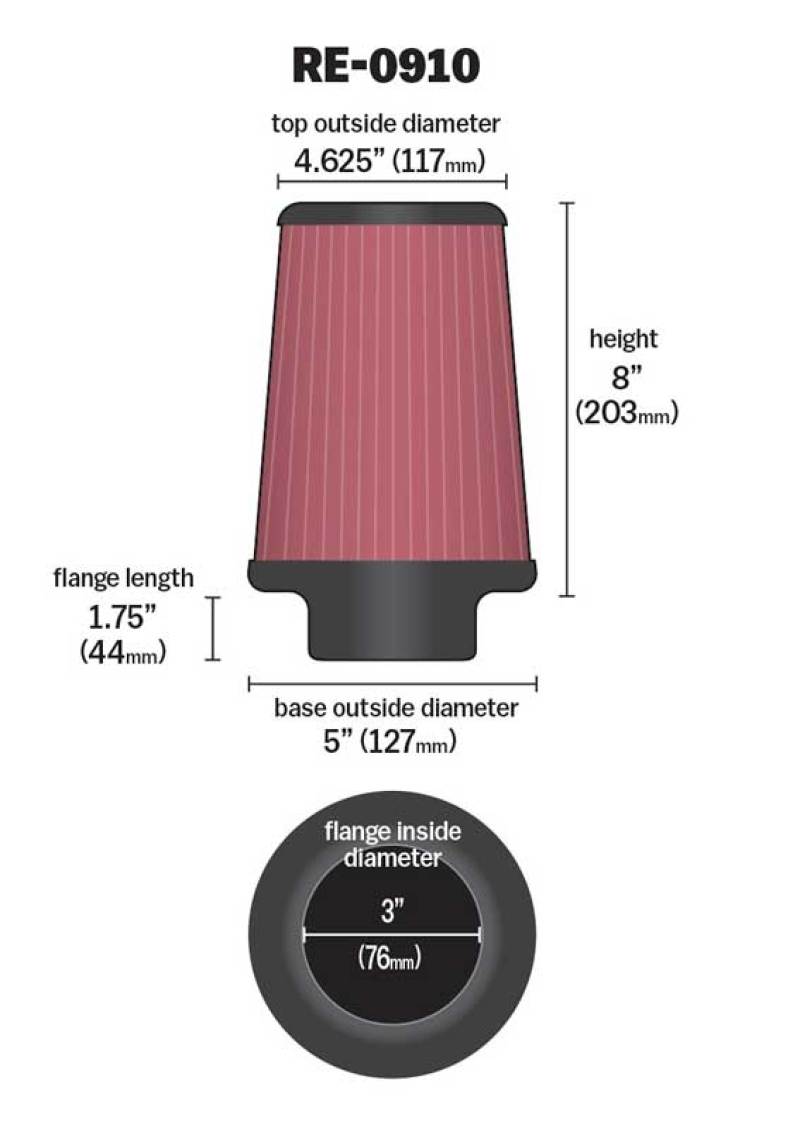Universal Rubber Filter 3inch FLG/5inch OD-B/4-5/8inch OD-T/8inch H - View 7 | Dirty Garage