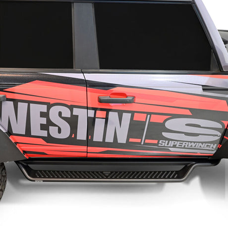 Westin 21-25 Ford Bronco 4dr (Excl. Sport) Outlaw Drop Running Boards - Tex. Blk - View 8 | Dirty Garage