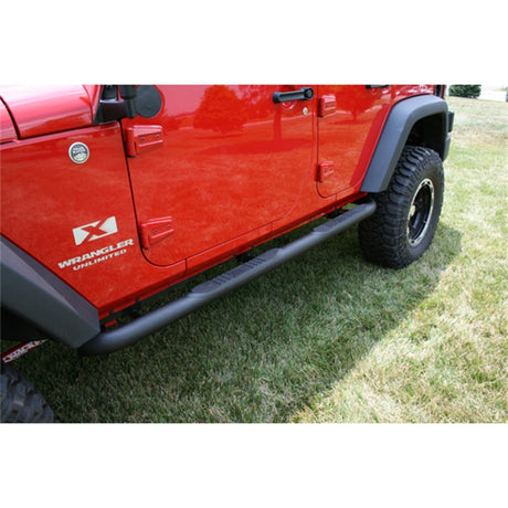 Rugged Ridge 3 In Round Tube Steps Black 07-18 Jeep Wrangler Unlimited JK | Dirty Garage