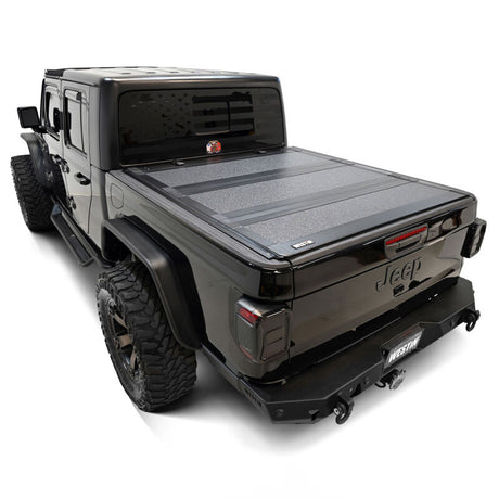 Westin 20-22 Jeep Gladiator JT 4WD 5ft. Bed Hard Tri-Fold Tonneau Cover - Black - View 4 | Dirty Garage