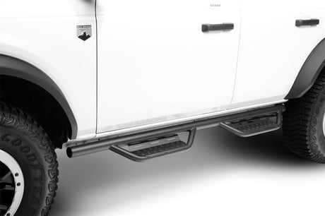 2021-2022 Bronco 4-Door SRW Textured Black Full Cab Length RS Nerf Steps - View 3 | Dirty Garage