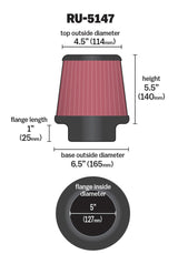 Universal Filter Universal Rubber Filter 5in Flange 6.5in Base 4.5in Top 5.5in Height - View 8 | Dirty Garage