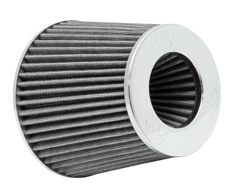 Universal Filter Chrome Round Tapered White - 4in Flange ID x 1.125in Flange Length x 5.5in H | Dirty Garage