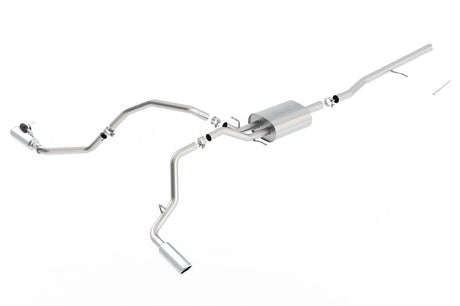Borla 14 Silv/Sierra C/B Exhaust S-Type 1500 5.3L V8 AT/MT 2&4WD Ext Cab Split Side Exit - View 3 | Dirty Garage