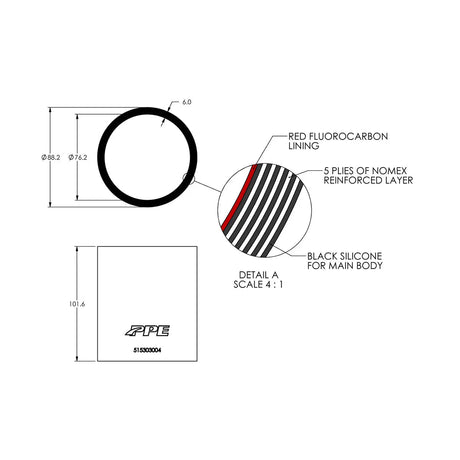 PPE Universal 3.0" X 4.0" L 6MM 5-Ply Silicone Coupler 515303004