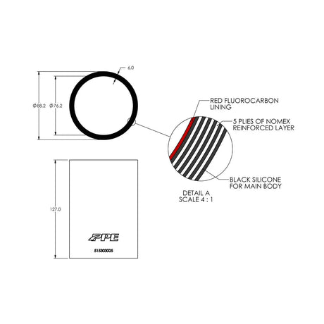 PPE Universal 3.0" X 5.0" L 6MM 5-Ply Silicone Coupler 515303005